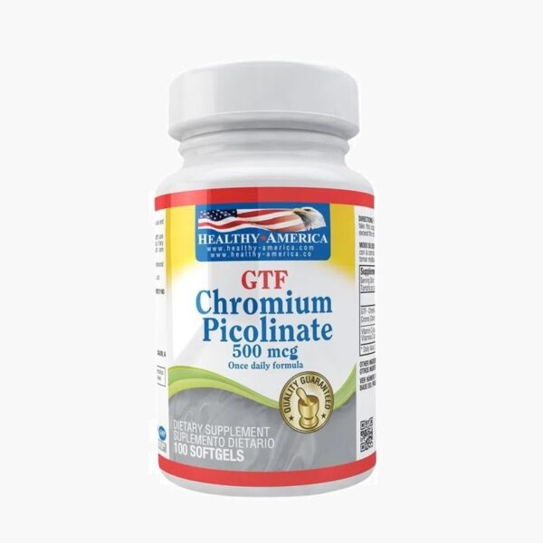 GTF Chromium Picolinate 500 mcg (Healthy America - 100 softgels)