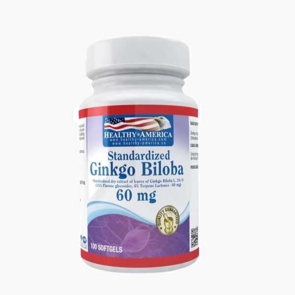 Standardized Ginkgo Biloba - 60 mg (Healthy America – 100 softgels)