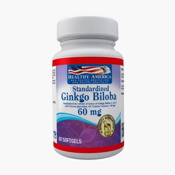 Standardized Ginkgo Biloba - 60 mg (Healthy America – 60 softgels)