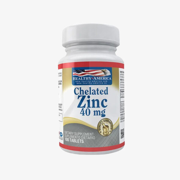 Chelated Zinc - 40 mg (Healthy America - 100 tabletas)