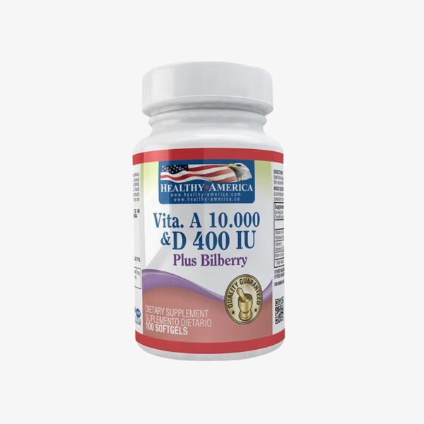 Vitamina A - 10.000 & Vitamina D - 400 IU Plus Bilberry (Healthy America - 100 softgels)