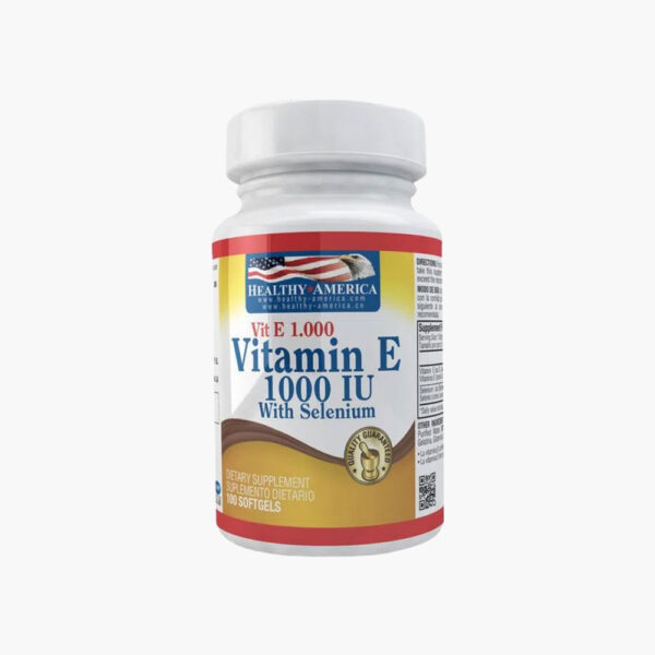 Vitamina E - 1000 UI with Selenium (Healthy America – 100 softgels)